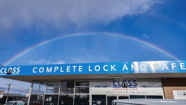This helps you recognise CLASS Locksmiths' premises at Fyshwick - it depicts the CLASS signage on the western or courtyard side - this pic was taken by one of ourlocksmiths returning to the shop one afternoon.