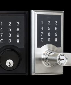 Shows Carbine Cel 3 in 1 - deadbolt in black and leverset in silver
